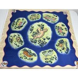 Moose International Silk Scarf Map‎ Print Novelty Island Scene Retro Collector